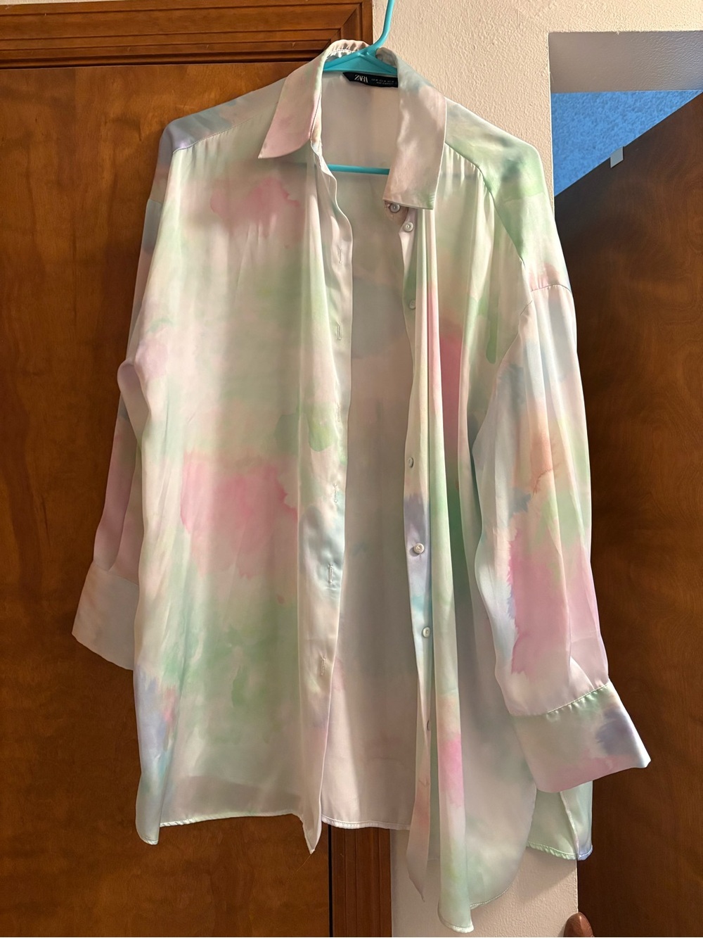 Zara White Blouse with Pastel Trim
